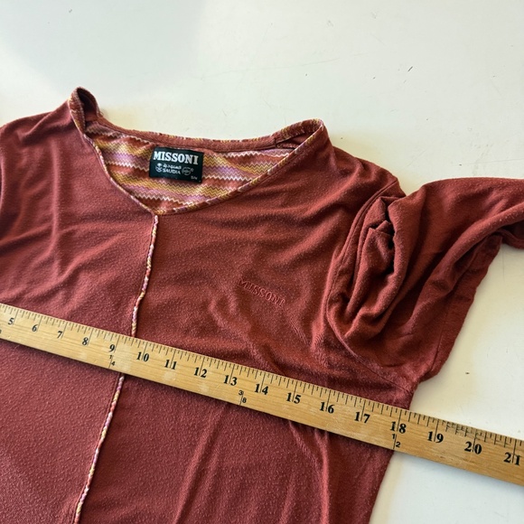 Missoni Saudia Rustic Orange Modal Blend Long Sleeve T-Shirt Top Womens S / M - Picture 6 of 9
